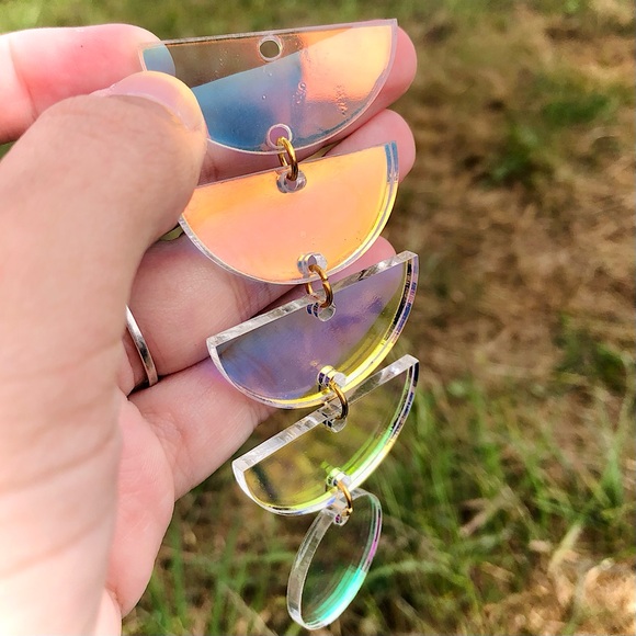 Iridescent and Gold Moon Phase Plant Stake - Picture 5 of 7